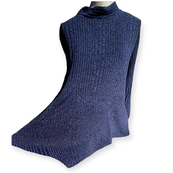 🌻Habitat Boho Lagenlook Relaxed Ribbed Knit Mock Neck Long Sleeve Top Size L - Picture 4 of 9